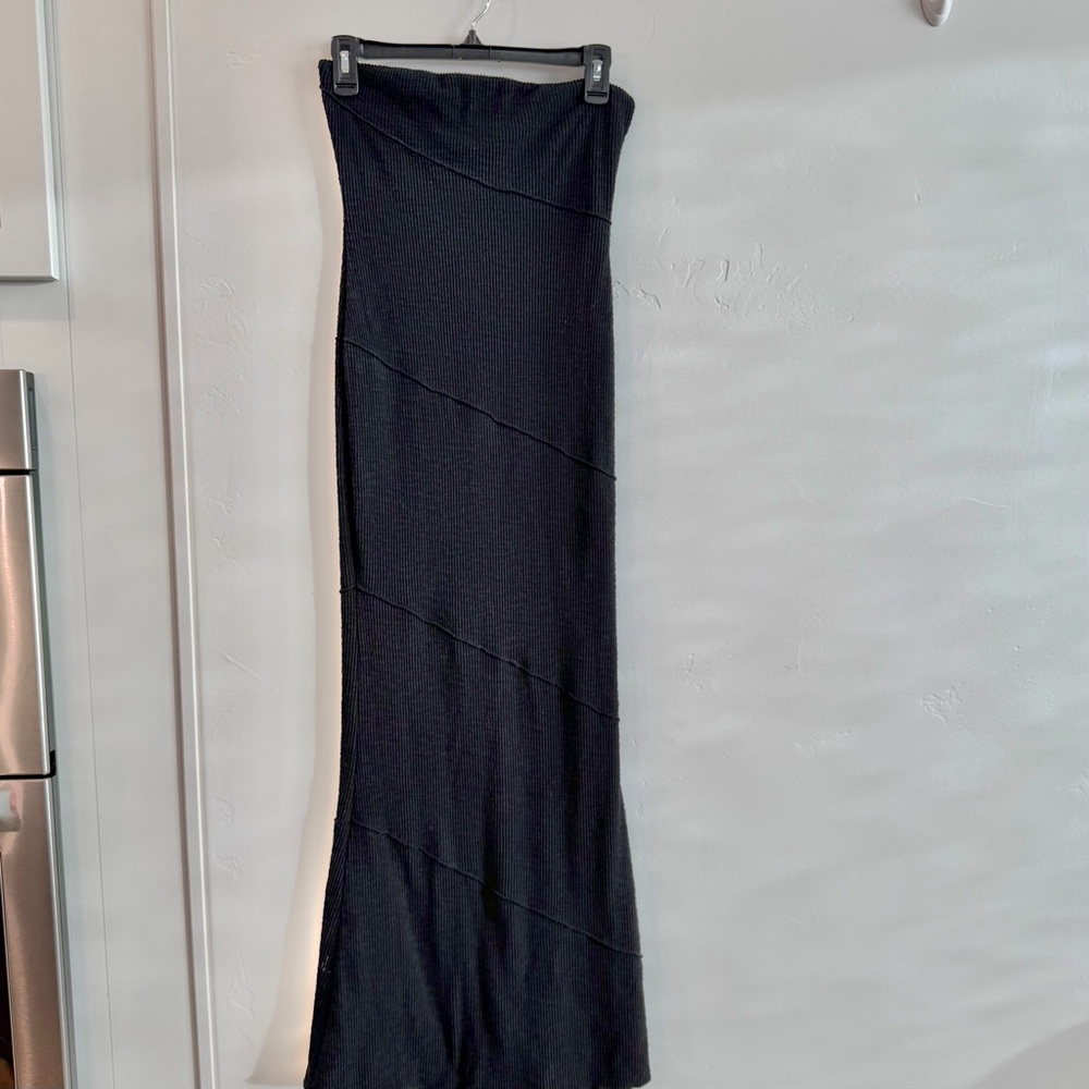 Princess Polly Black Ribbed Strapless Dress US 6